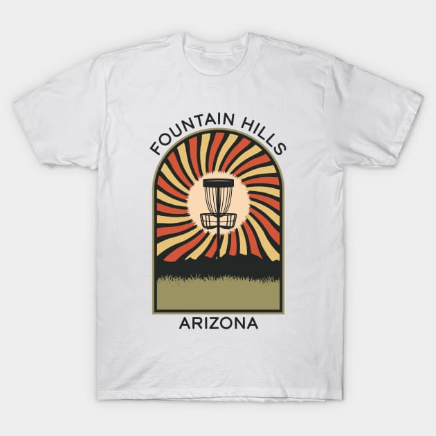 Fountain Hills Arizona | Disc Golf Vintage Retro Arch Mountains T-Shirt by KlehmInTime